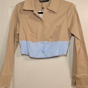 Zara Beige Button-Up Shirt